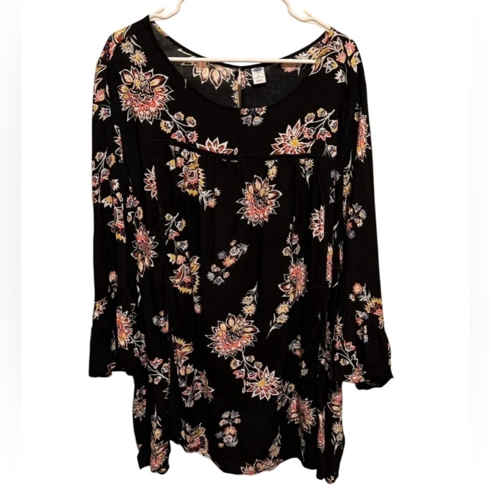 Old Navy Black Floral Plus Size Blouse Sz 4X